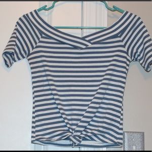 Crop top with Blue and White Stripes